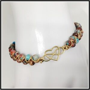 Marbled Double Beaded Adjustable Anklet Bracelet Infinity Love